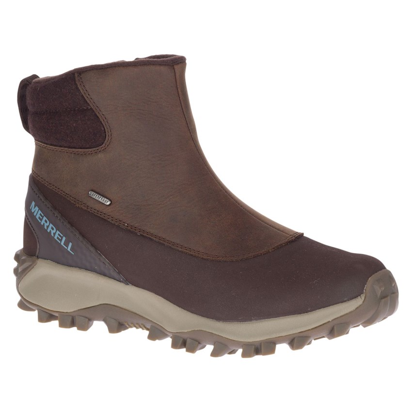 Bottes Merrell Thermo Kiruna Mid Zip Waterproof Bordeaux/Marron Femme | C.Y.KNOG